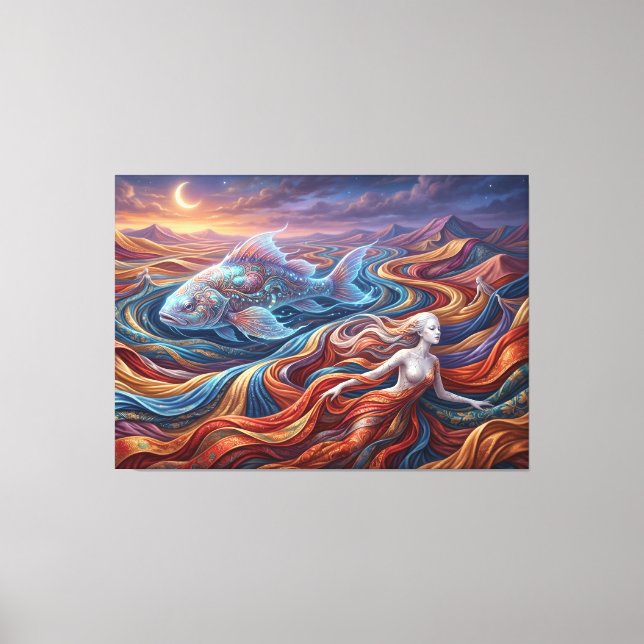 The Celestial Fish in the Silk Desert Canvas Print (Front)