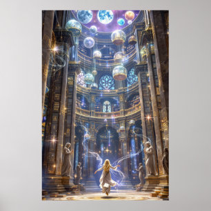The Celestial Library: Where Magic Meets Knowledge Poster
