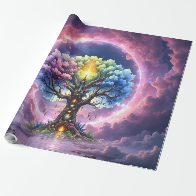 The Celestial Tree of Eternal Realms Wrapping Paper (Unrolled)
