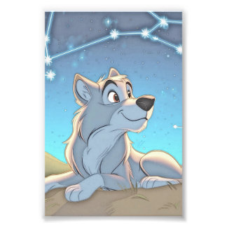The Celestial Watcher - Grey Wolves Photo Print