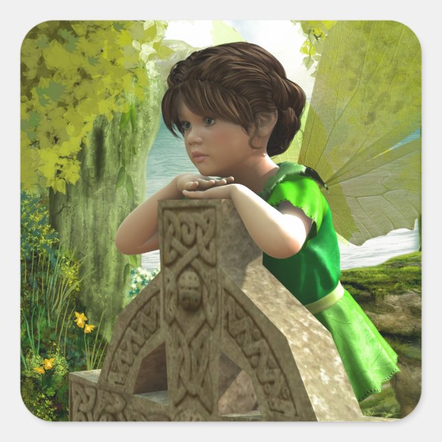 The Celtic Fairy Square Sticker (Front)