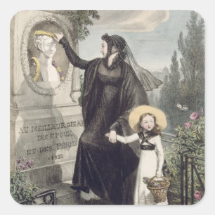 The Cemetery of Pere Lachaise, printed by Charles Square Sticker
