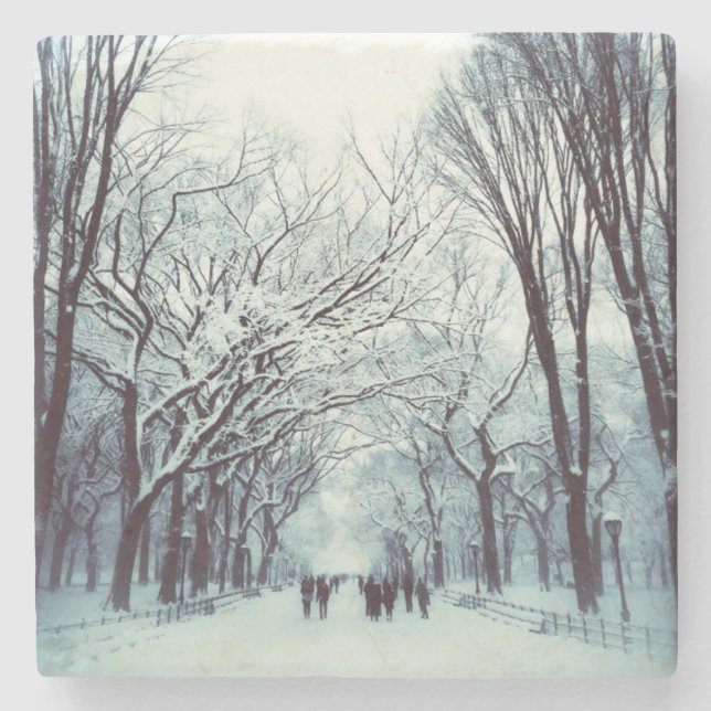 The Central Park Mall In Winter Stone Coaster (Front)
