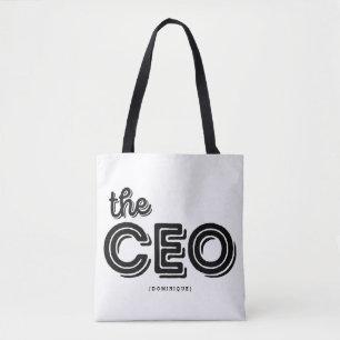 The CEO Retro Typography Personalized Polka Dots Tote Bag