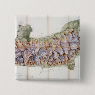 The Chain of Mont Blanc, from an actual survey in 2 Inch Square Button