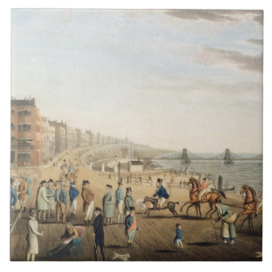 The Chain Pier at Brighton with Characters (etchin Tile
