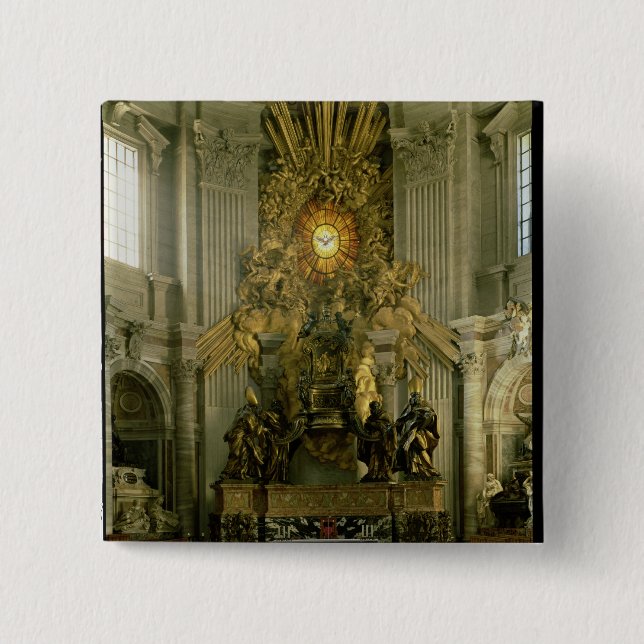 The chair of St. Peter, 1665 2 Inch Square Button (Front)