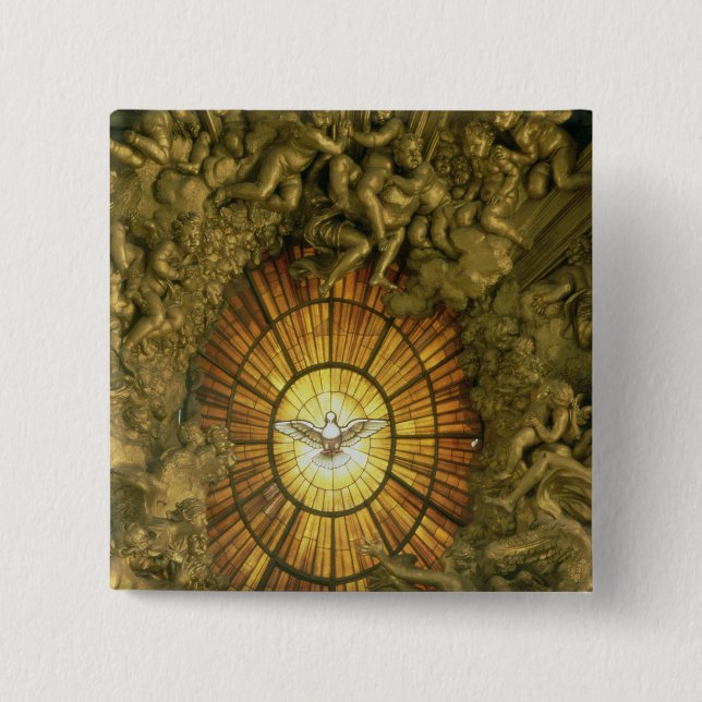 The chair of St.Peter 2 Inch Square Button (Front)