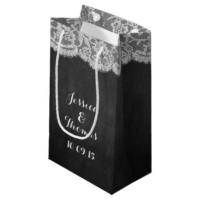 The Chalkboard & Lace Wedding Collection Gift Bags (Front Angled)