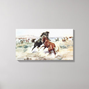 The Challenge (Horses Fighting in American West) Canvas Print