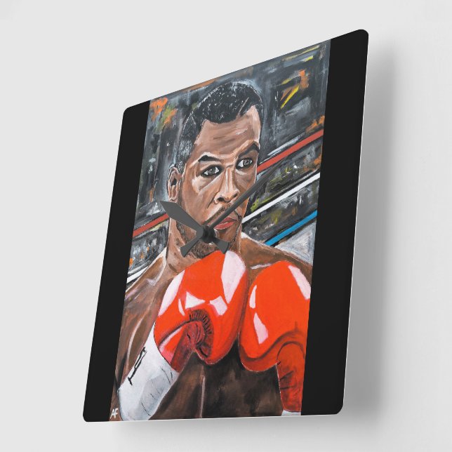 The Champ Painting by Alfred Fox Square Wall Clock (Angle)