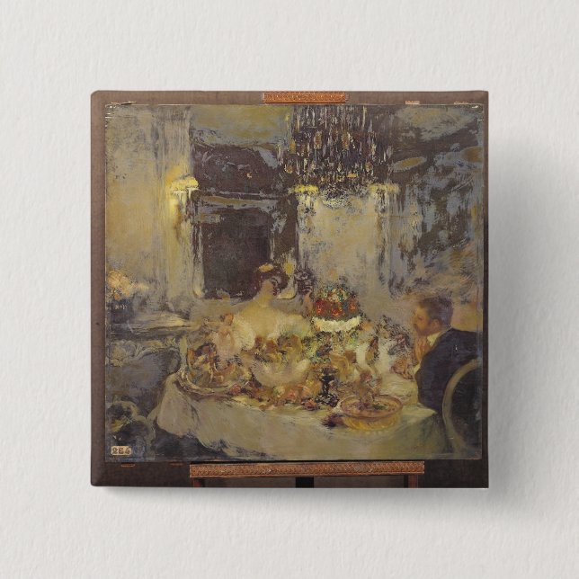 The Champagne 2 Inch Square Button (Front)