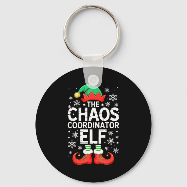 The Chaos Coordinator Elf Shirt Family Matching Ch Keychain (Front)