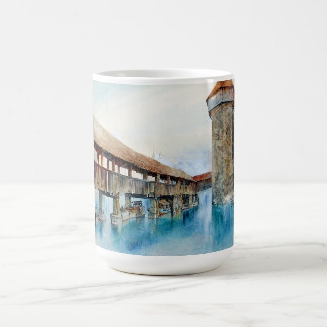 The Chapel Bridge in Lucerne (Switzerland) Coffee Mug (Center)