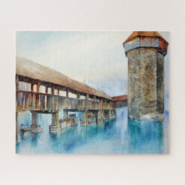 The Chapel Bridge in Lucerne (Switzerland) Jigsaw Puzzle (Horizontal)