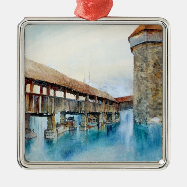 The Chapel Bridge in Lucerne (Switzerland) Metal Ornament (Front)