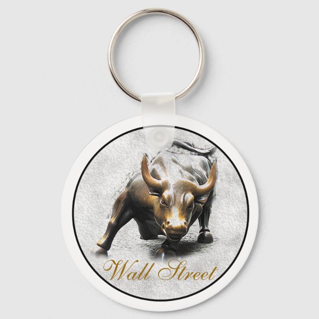 'The Charging Bull' - New York- Wall Street Keycha Keychain (Front)