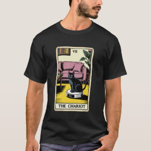 The Chariot Tarot Card Cat Robot Vacuum Cleaner Ca T-Shirt