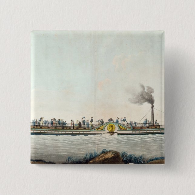 The Charles-Philippe, the first steamboat 2 Inch Square Button (Front)