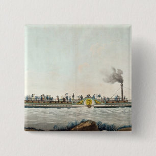 The Charles-Philippe, the first steamboat 2 Inch Square Button