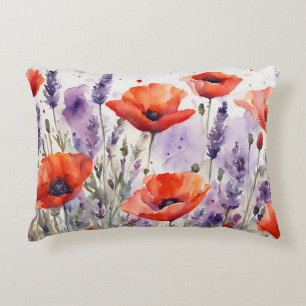 The Charm of Nature: Poppies and Lavender in Water Accent Pillow