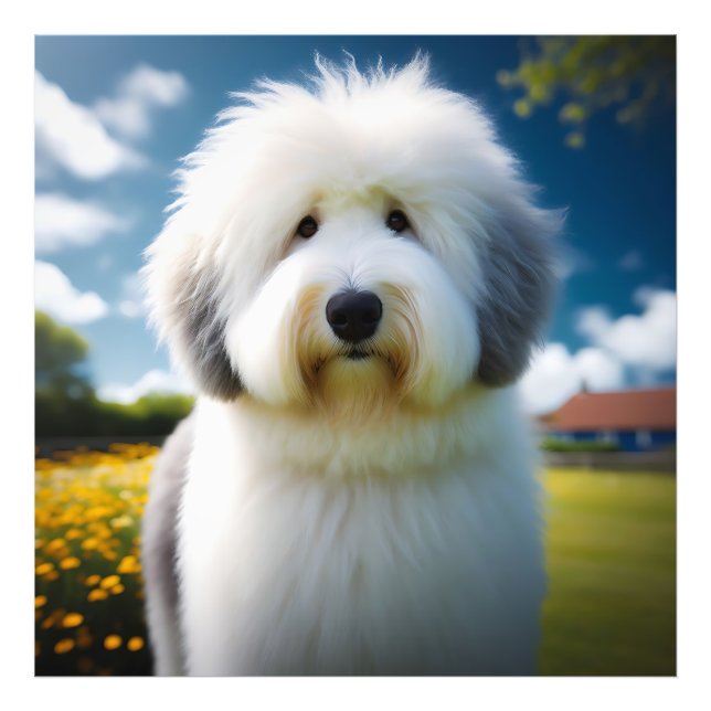 The Charme of an Old English Sheepdog on a beautif Photo Print (Front)