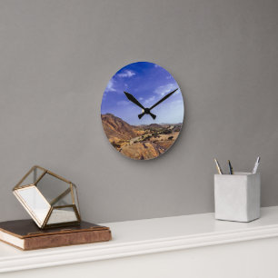 The charming beauty of desert nature under a blue round clock