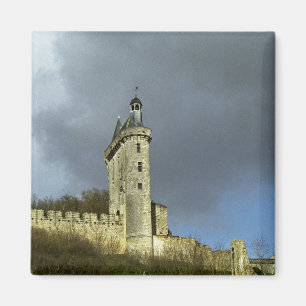 The Chateau de Chinon castletheis on a hilltop Magnet