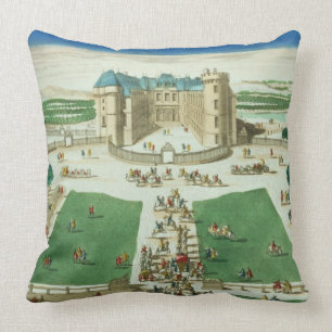 The Chateau Rambouillet, engraved by Antoine Aveli Throw Pillow