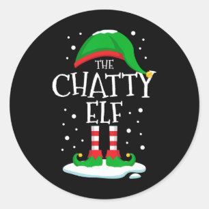 The Chatty Elf Christmas Family Matching Xmas Grou Classic Round Sticker