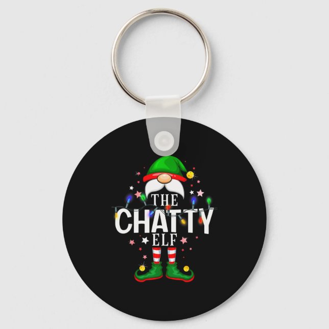 The Chatty Elf Christmas Family Pajama Party  Keychain (Front)