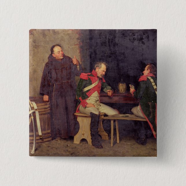 The Cheat (oil on canvas) (one of pair - See 19572 2 Inch Square Button (Front)