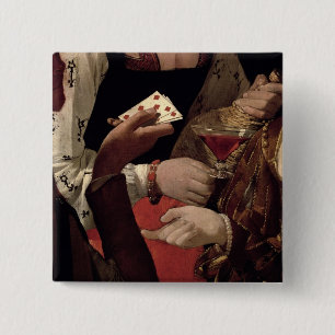 The Cheat with the Ace of Diamonds, detail of the 2 Inch Square Button