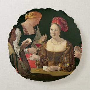 The Cheat with the Ace of Diamonds Round Pillow