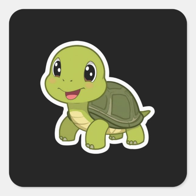 The Cheerful Turtle Who Never Rushed Square Sticker (Front)