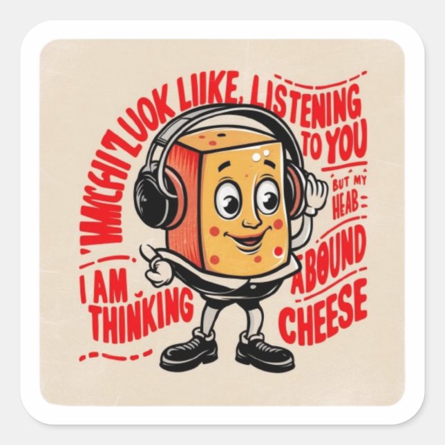 The cheese has a friendly face square sticker (Front)