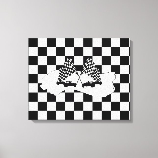 The Chequered Flag and Race Cars Canvas Print (Front)