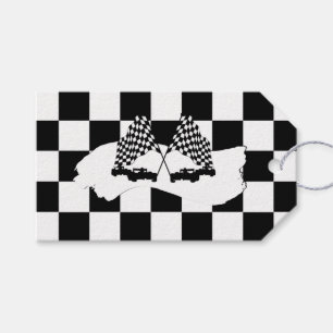 The Chequered Flag and Race Cars Gift Tags