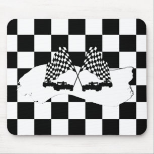 The Chequered Flag and Race Cars Mouse Pad