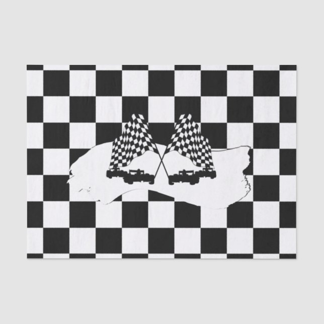 The Chequered Flag and Race Cars Reserved Tissue Paper (Front)