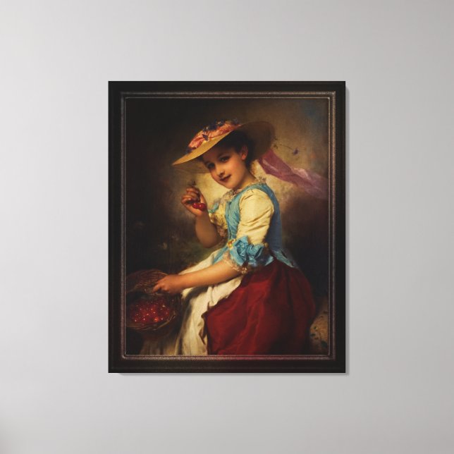 The Cherry Girl by Adolphe Piot Canvas Print (Front)