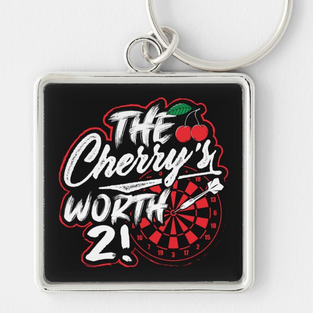 The Cherry's Worth 2 Funny Dart Premium Keychain (Front)