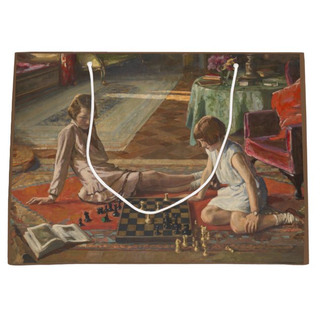 The Chess Players (by John Lavery) Large Gift Bag (Front)