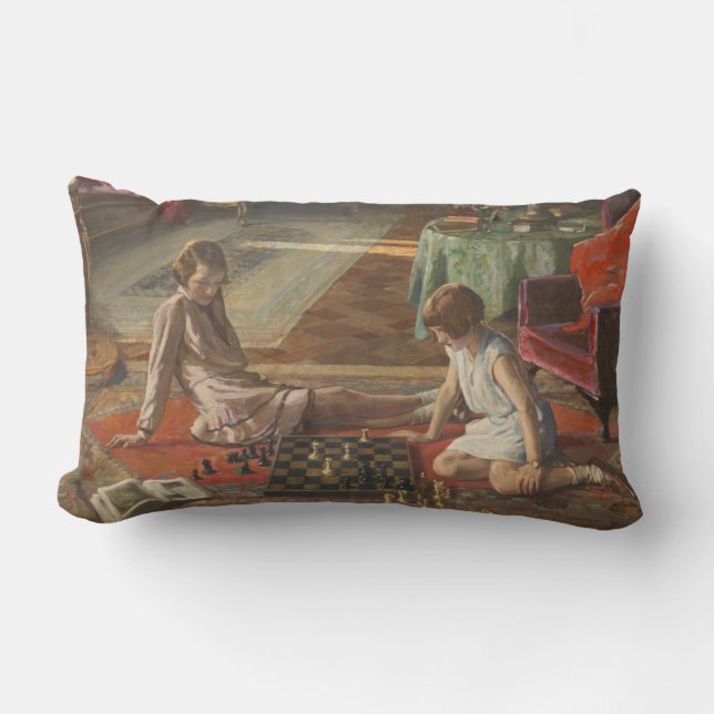 The Chess Players (by John Lavery) Lumbar Pillow (Front)