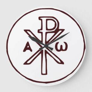 The Chi-Rho Christogram symbol Large Clock