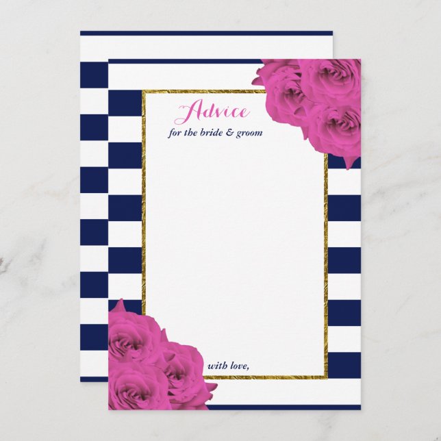 The Chic Modern Luxe Wedding Collection Pink Roses Advice Card (Front/Back)