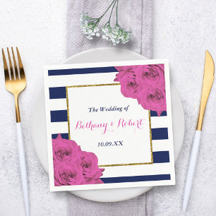 The Chic Modern Luxe Wedding Collection Pink Roses Napkin