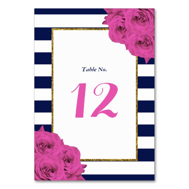 The Chic Modern Luxe Wedding Collection Pink Roses Table Number (Front)