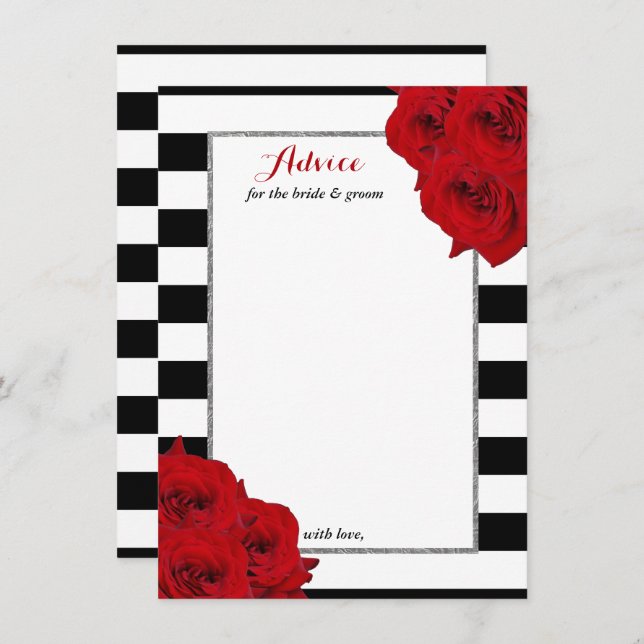 The Chic Modern Luxe Wedding Collection- Red Roses Advice Card (Front/Back)
