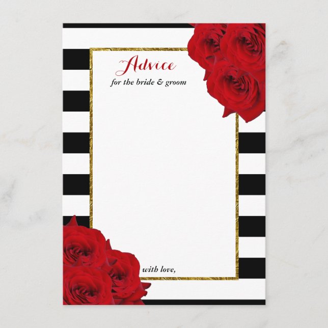 The Chic Modern Luxe Wedding Collection- Red Roses Advice Card (Front)